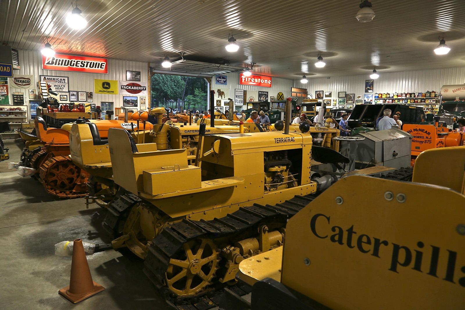 Vintage crawler tractors in the on-site construction and transportation museum